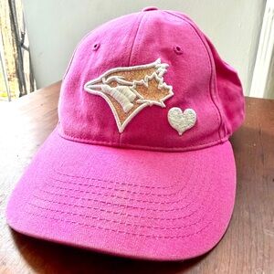 Kids Pink Blue Jays Cap with Heart Patch and sparkly logo inlay. Ltd Edition.